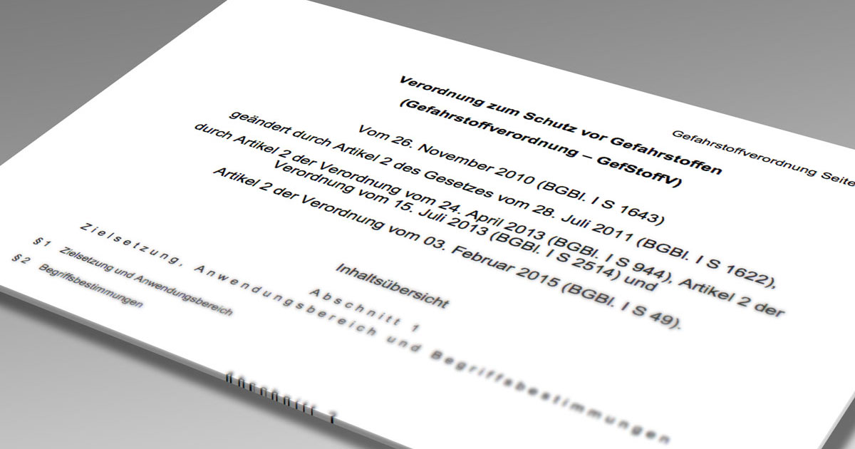 Gefahrstoffverordnung Auszug Auszug aus der Gefahrstoffverordnung